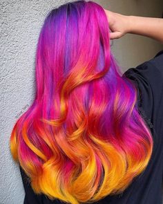 Hair Colors To Try, Stylish Hair Colors, Sunset Hair, Hair Colour Design, Hair Colorful, Color Wigs, Perfect Hair Color, Bold Hair Color