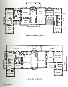 two floor plans for the second and third floors of a house, with different rooms