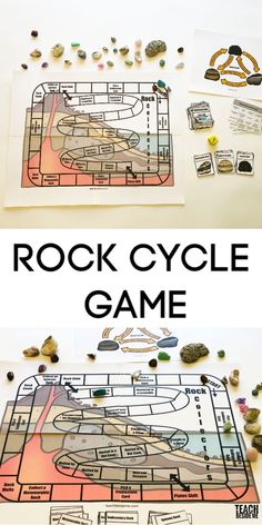 a rock cycle game is shown with rocks on the ground