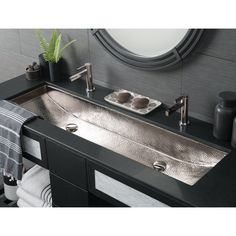 Native Trails Trough 48" Rectangle Nickel Bathroom Sink Concrete Farmhouse, Rectangular Bathroom Sink, Farmhouse Bathroom Sink, Copper Sink Bathroom, Drop In Bathroom Sinks, Nickel Bathroom, Rectangular Sink Bathroom, Rectangular Bathroom, Sink Ideas