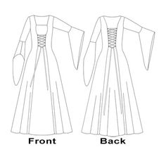 the front and back views of a dress