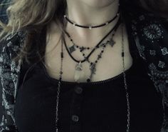 Grunge Necklaces, Grunge Necklace, Edgy Necklace, Grunge Jewelry, Goth Necklace, Necklace Outfit, Y2k Jewelry, Layered Necklaces Silver, Stacked Necklaces