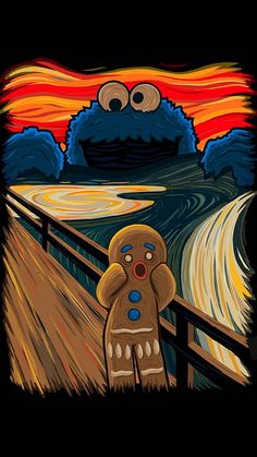 an image of a cookie man and the scream by muppets on deviel