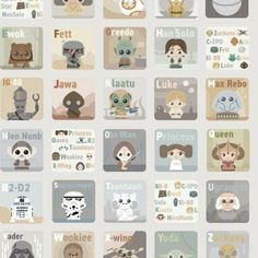 the star wars characters are depicted in this poster, which is also available for use as wallpapers