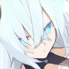 an anime character with white hair and blue eyes