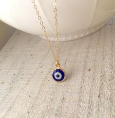 Blue Evil Eye Necklace Handmade Turkish Glass and 18kt gold | Etsy Blue Evil Eye Necklace, Fine Gold Necklace, Hamsa Jewelry, Gold Hamsa, Protection Necklace, Blue Evil Eye, Vermeil Jewelry, Evil Eye Pendant, Rose Gold Metal