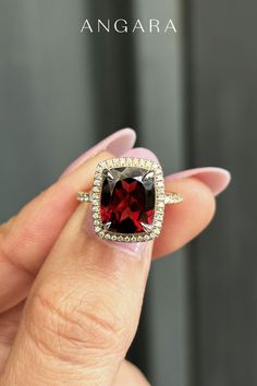 Angara Jewelry | Angara | Garnet | Garnet Jewelry | Garnet Birthstone | Shop Ring | Garnet Ring | Gemstone Jewelry | Diamond Jewelry | Gemstone Ring | Fine Jewelry | Fall Jewelry | Fall Ring | Fall Engagement Ring | Engagement Ring | The Perfect Day