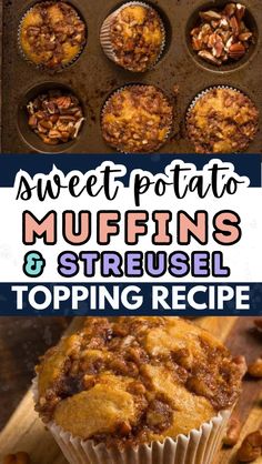 Enjoy the comforting flavors of fall with these sweet potato muffins with streusel topping. Featuring a rich blend of mashed sweet potatoes and a crunchy pecan topping, these muffins are perfect for any time of day. Their sweet and spiced flavor will leave you craving more. Simple to make and ideal for a tasty breakfast or snack!