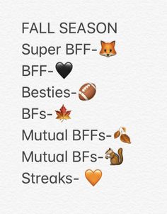 the words fall season, super bff - besties - bsf - fs -