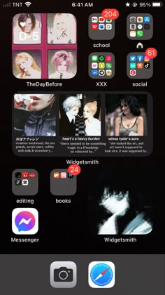 an iphone screen with various images and icons on the phone's back side, including two