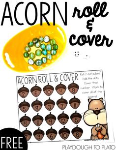 an acorn roll and cover game with the words acorn roll and cover on it