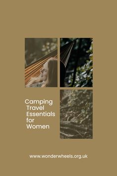 a woman sitting in a hammock with the words camping travel essentials for women