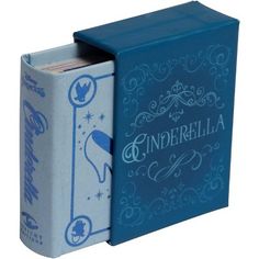 a blue and white box with the word cinderella written on it