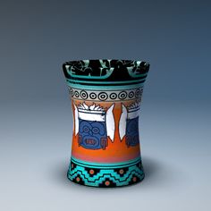 a colorful vase with an elephant design on it