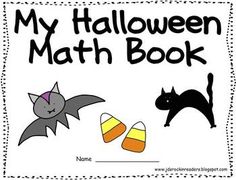 a halloween math book with bats and candy