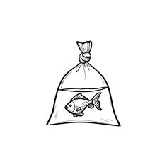 a drawing of a bag with a fish in it