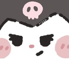 a drawing of a pig's face with a skull in the middle and two eyes