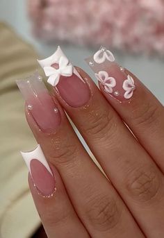 Quinceanera Nails, Cute Simple Nails, Nagel Tips, Summery Nails, Short Square Acrylic Nails, Unique Acrylic Nails, White Nail