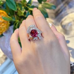 SPECIFICATIONS Style: TRENDY Shape\pattern: Geometric Metals Type: Copper Material: Cubic Zirconia Fine or Fashion: Fashion Ruby Birthstone Ring, Flowers Ring, Geometric Flowers, Wine Red Color, Ruby Birthstone, Silver Party, Woman Wine, Geometric Flower, Copper Material