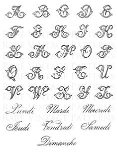 the alphabets and numbers are handwritten in cursive font, which is also used