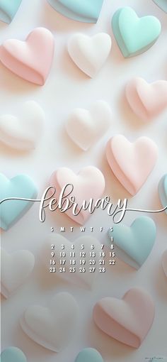 a wall calendar with hearts on it