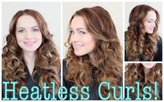 Easy Heatless Curls Tutorials. This girl gives really good tutorials on YouTube. Easy Heatless Curls, Heatless Curls Tutorial, Curls Tutorial, Easy Work Hairstyles, Curl Tutorial, Curls No Heat, Easy Hairstyles Quick, Easy Hairstyles For School, Hair Due