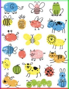 an image of children's artwork with animals and bees