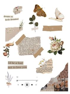 the collage is made up of many different things in it, including flowers and butterflies