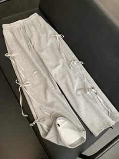 Spring Korean Style Wear Gray Casual Top Female 2024 New Bow Design Super Sweet High Waist Slim Wide Grey Pant, Grey Pants Casual, High Waist Wide Leg Pants, Style Cargo Pants, Casual Shirt Women, Style Cargo, Bow Design, Loose Style, Pant Style