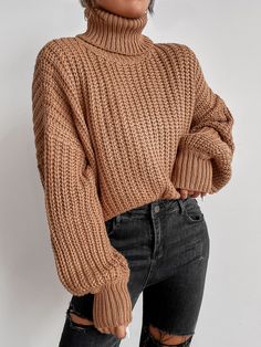 Leave It All Behind, Winter Knit Sweater, Women Sweaters Winter, Ladies Turtleneck Sweaters, Loose Pullover, Drop Shoulder Sweaters, Womens Turtleneck, Turtle Neck Top, Knitting Women