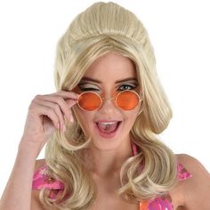 Celebrate the groovy 60s in these round glasses. The gold-tone frames have lightly tinted orange lenses. Transform yourself into a peace-loving hippie in these accessories for adults. pbOrange Hippie Glasses product details:-b-p ul liUV 400 protection-li liFor novelty use only-li liDoes not include shirt or skirt-li liOne size fits most teens and adults-li -ul Cheap Retro Festival Sunglasses, Cute Hippie Sunglasses, Groovy Sunglasses, Fun Orange Plastic Sunglasses, Hippie Glasses, Hippie Sunglasses, 1960s Hippie, 1st Birthday Balloons, Honeycomb Decorations