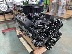 an engine is on display in a shop