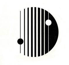 a black and white image of a circular object with two circles on the center, surrounded by vertical lines