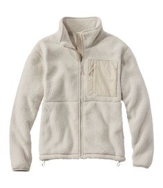 Our best-value performance fleece jacket - incredibly cozy, slightly oversized for easy layering, made in a midweight fabric for just-right warmth from season to season. Falls at hip. Relaxed Fit: Our most generous fit sits farthest from the body. 100% recycled polyester sherpa fleece. Machine wash and dry. Interior cinch at bottom hem for a just-right fit. Two zippered hand pockets. Zippered chest pocket. Imported. Fit: Relaxed Fit | Women's Mountainside Fleece Jacket, Polyester Fleece Sherpa Jackets For Women, Light Winter Jacket, Cute Fleece Jacket, Womens Waterproof Jacket, White Fleece Jacket, Cute Camping Outfits, Womens Sherpa Jacket, London Dreams, Vintage Couples