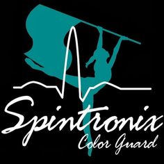 the logo for spintonia color guard with a woman on skis in mid air