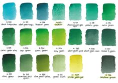 the different shades of green paint