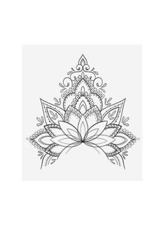 a black and white drawing of a lotus flower