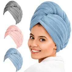 The perfect size is right for all hair types, large enough for curly, long, thick hair. The hair turban is large enough to completely wrap your hair, without worrying about water dripping from your hair on your face, neck, or back. The microfiber hair towel is made of super absorbent microfiber fabric, machine washable, soft, and comfortable, drying your hair faster and more thoroughly, no dripping during your daily use, greatly saving you time. The button and strap are firmly sewn on the hair t Long Thick Curly Hair, Hair Drying Towel, Hair Towels, Hair Towel Wrap, Head Wraps For Women, Stocking Stuffers For Women, Hair Drying, Hair Turban, Thick Curly Hair