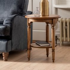 Traditional Peroba Round Side Table – Classic Two-Tier Design - Decor interiors Brown Side Table, Classic Side Table, Small Round Side Table, Round Wood Side Table, Cottage Style Interiors, Drum Side Table, Side Table Decor, Reproduction Furniture, Wooden Side Table