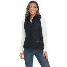 Women's Vests Zip up Quilted Padded Lightweight Vest for Women Art3d is designated to bring affordable happiness to each customer, we have several factories of our own. The vests are made of top quality, high performing materials. They are comfortable and lightweight, more simple more stylish. Size: XS.  Color: Multicolor.  Gender: female.  Age Group: adult. Women's Vests, Quilted Gilet, Soft Vest, Vest For Women, Lightweight Vest, Outdoor Vest, Woman Wine, Neckline Designs, Outerwear Vest