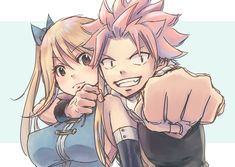 two anime characters giving the thumbs up sign