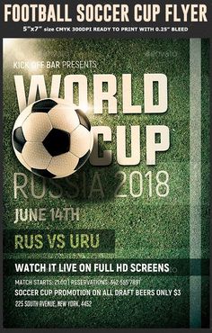 a soccer poster with the words world cup and a ball on it's side