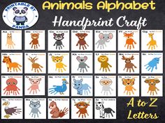 an animal alphabet handprint craft for kids