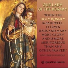 an image of the virgin mary and child jesus with quote from saint lousde monteforti