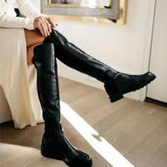 ad eBay - Find many great new & used options and get the best deals for New! Stuart Weitzman 5050 Lift Boot Black Leather 7 B OTK S0387 DD304 at the best online prices at eBay! Free shipping for many products! Stuart Weitzman 5050, Gorgeous Shoes, Lug Sole, Black Leather Boots, Over The Knee Boots, Over The Knee, Stuart Weitzman, High Boots, Knee High Boots