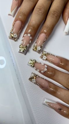 Sparkly Nails, Gold Rhinestone, Acrylic Nails Coffin, Nails Coffin, Rhinestone Nails, Fall Nails, Chic Nails, Nails Inspo