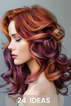 Redefine your look with these 24 hair color ideas. Discover the shades that can transform your style and reflect your personal taste and creativity. Colorful Hair Dye Ideas, Ombre Hair Color For Brunettes, Purple Hair Highlights, Two Tone Hair, Red Blonde, Hair Dressing, Vivid Hair Color