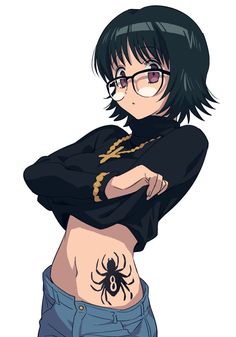 Anime Spider Tattoo, Anime Spider, Hunter Tattoo, Spider Tattoo, Tattoo Girl, Japon Illustration