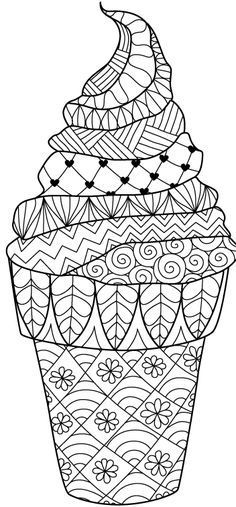 a cupcake with swirls and stars on it coloring pages for adults to print