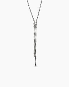 David Yurman | Petite X Lariat Necklace in Sterling Silver with Diamonds David Yurman Necklace, Lariat Necklace Silver, Silver Diamond Necklace, Infinity Pendant, Chain Strap Bag, Floral Shoes, Station Necklace, Work Clothes, Lariat Necklace